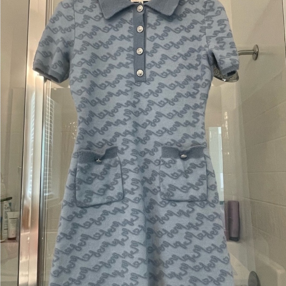 Maje Light Blue Patterned Mini Dress - Picture 2 of 4